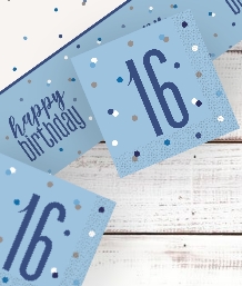 Blue Glitz 16th Birthday Party Supplies | Balloon | Decoration | Pack